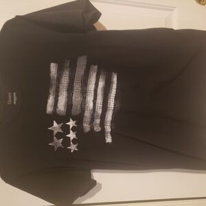 Hanes Black T-Shirt with White Stars and Stripes